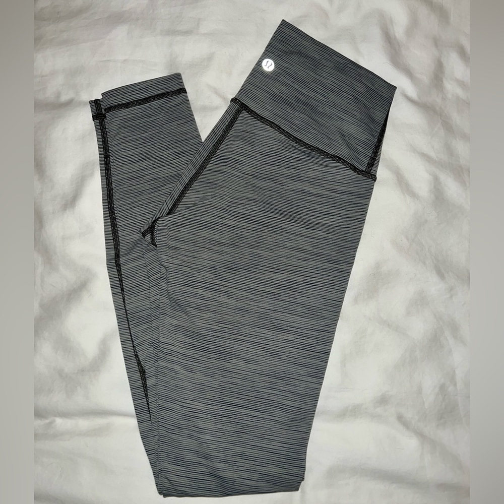 Lululemon Green and Grey Striped Align Legging- Size 4